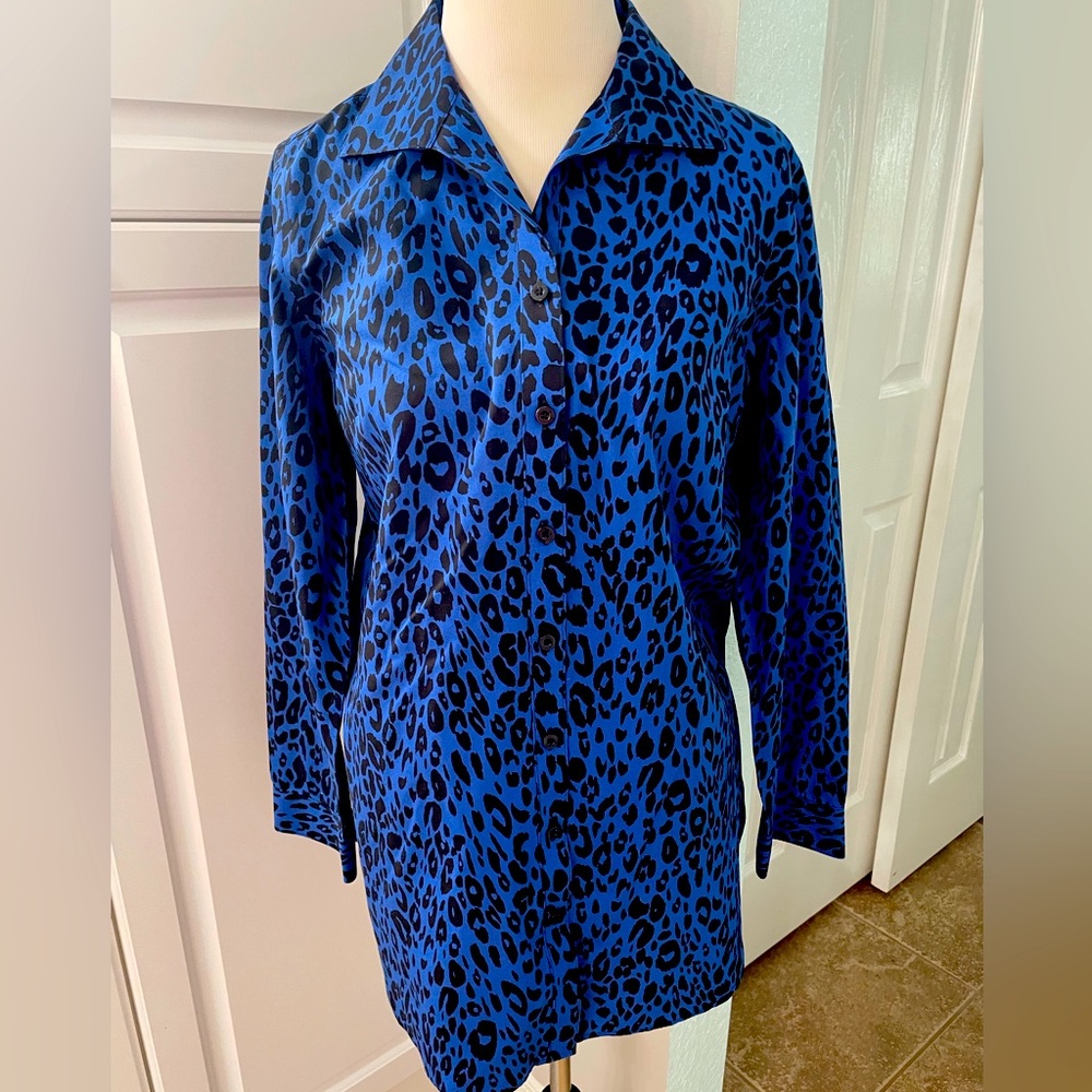 Chico’s Effortless Rita LS Enamel Blue Shirt